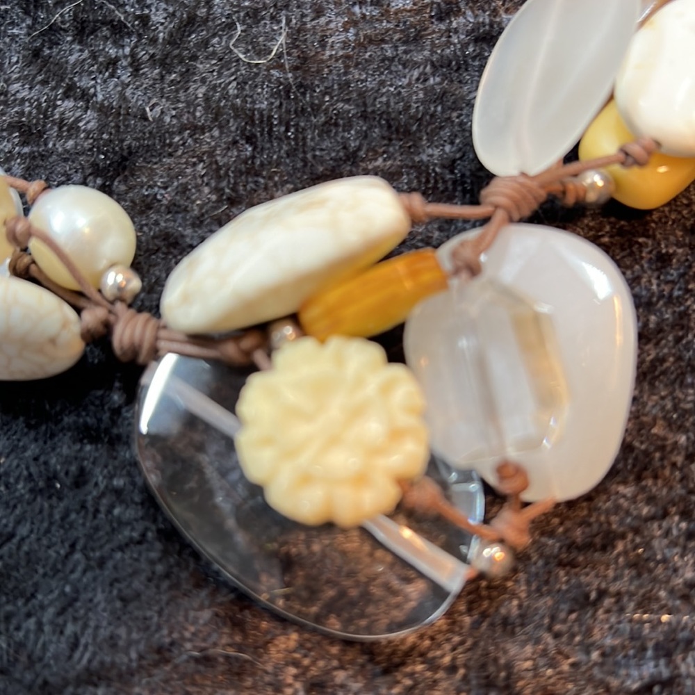 Silpada N2201 silver, quartz, bone, calcite, pearl, magnesite 17-19” choker